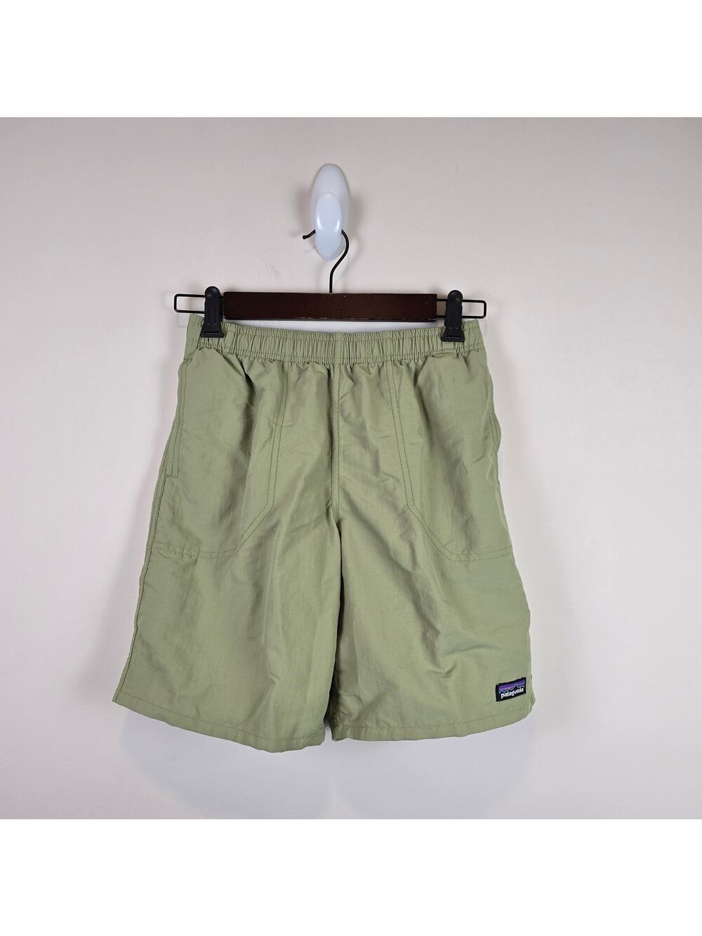 Patagonia Kids Baggies Shorts Size L/12 7" Inseam Lined Buckhorn Green